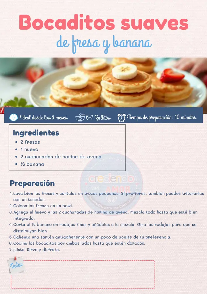 Receta: Bocaditos suaves de fresa y banana