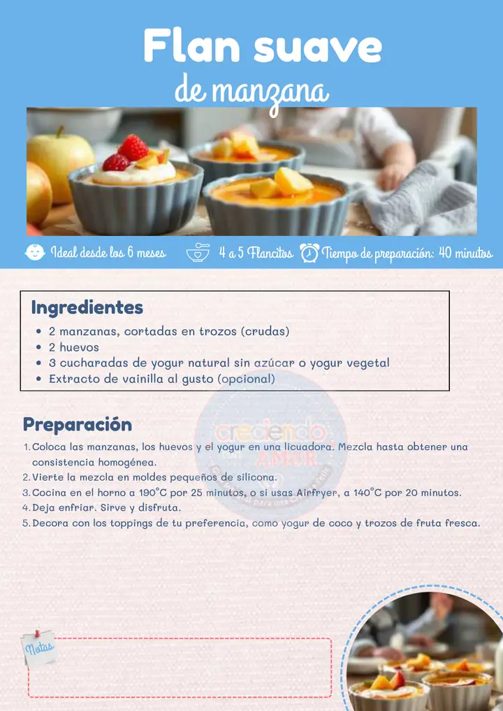 Receta: Flan suave de manzana