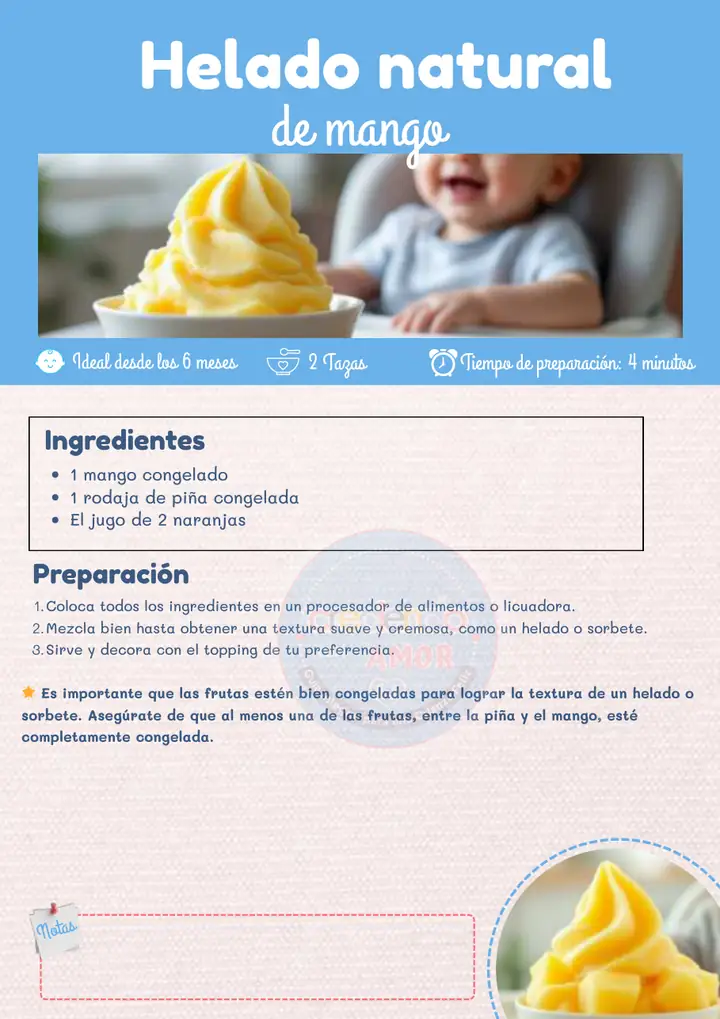 Receta: Helado natural de mango
