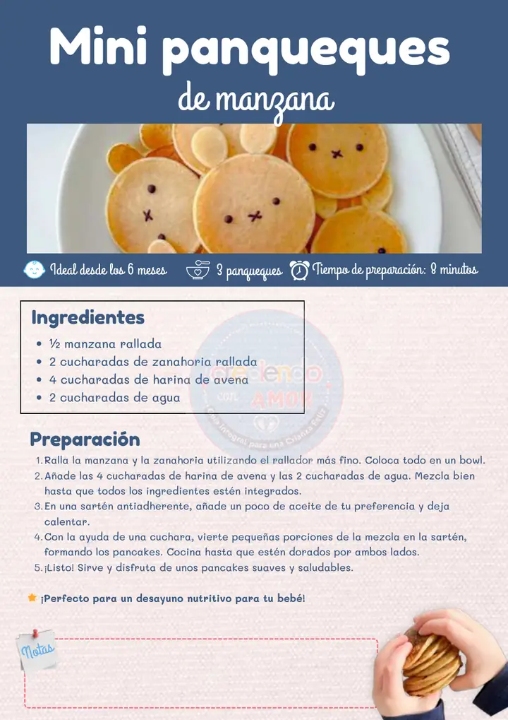 Receta: Mini panqueques de manzana